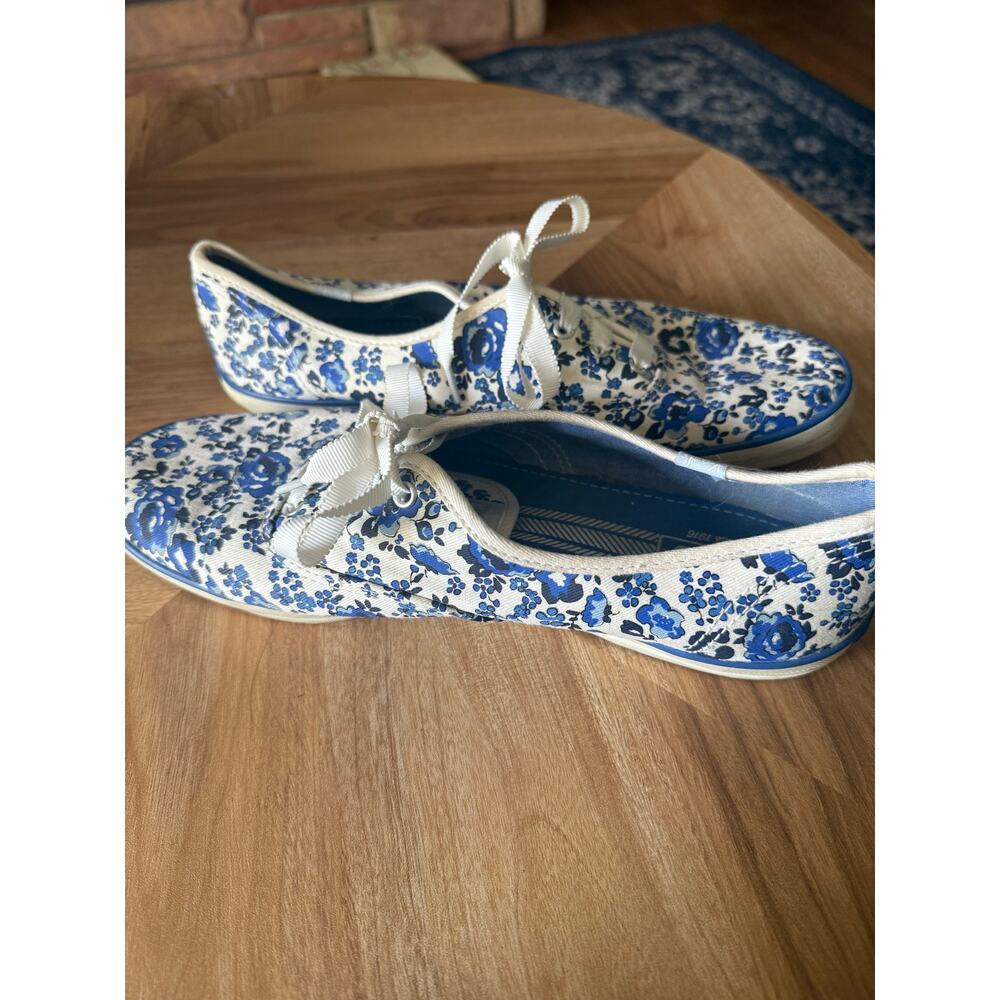 Keds Blue Floral Low Ribbon Lace Sneakers Sz. 9.5 - Picture 8 of 9